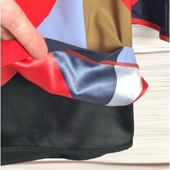 Mara Hoffman Mini Shift Dress Geometric Printed Red Black Blue Mustard S - Picture 10 of 13